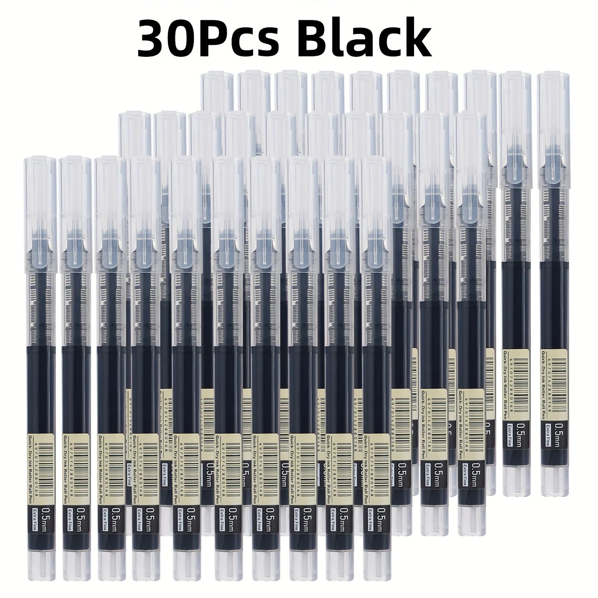 30pcs Quick-Dry Gel Pens - 0.5mm Fine Tip, Black, Blue, Red | Smooth Writing, Fast-Drying Ink, Durable for Students, Office, and Everyday Use